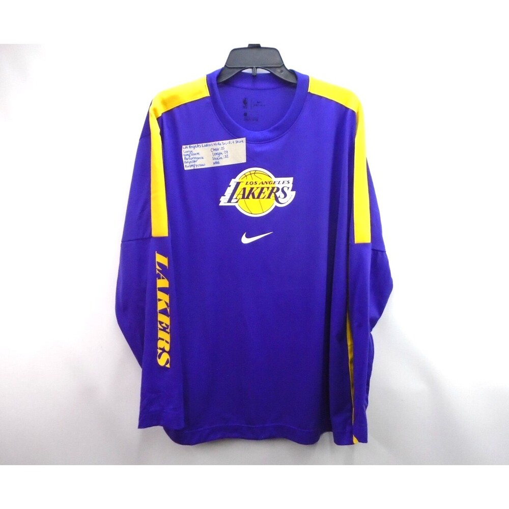 Nike Los Angeles Lakers NBA Authentics Long Sleeve Jersey Shirt Men's Size L - Picture 1 of 8